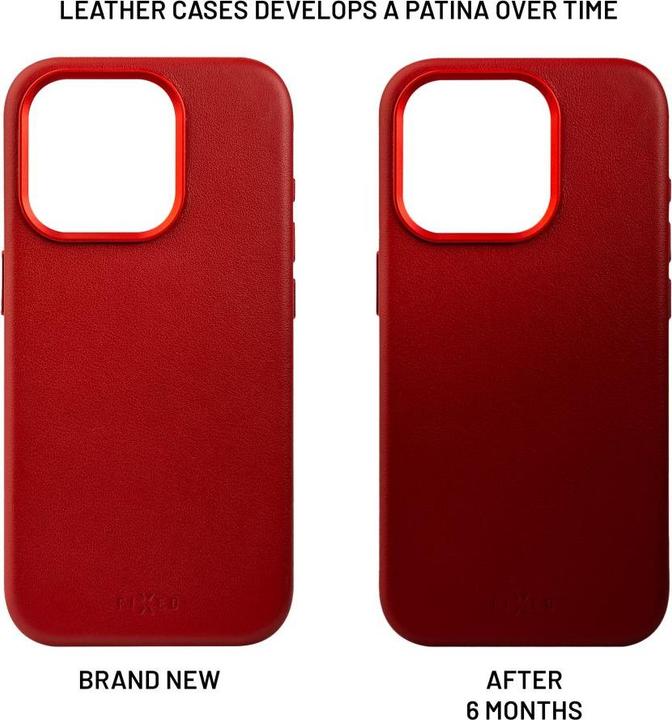 Produktbild Fixed Fixiertes MagLeather | Rückseite | Apfel | iPhone 16 Plus | Leder | Rot (Apple iPhone 16 Plus)