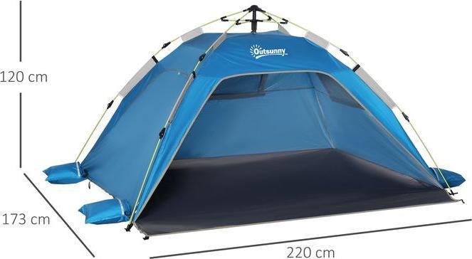 Produktbild Swisshandel24 Strandmuschel Pop Up Strandzelt für 1-2 Personen mit Sonnenschutz Himmelblau (Strandzelt + Strandmuschel, 2 Personen)