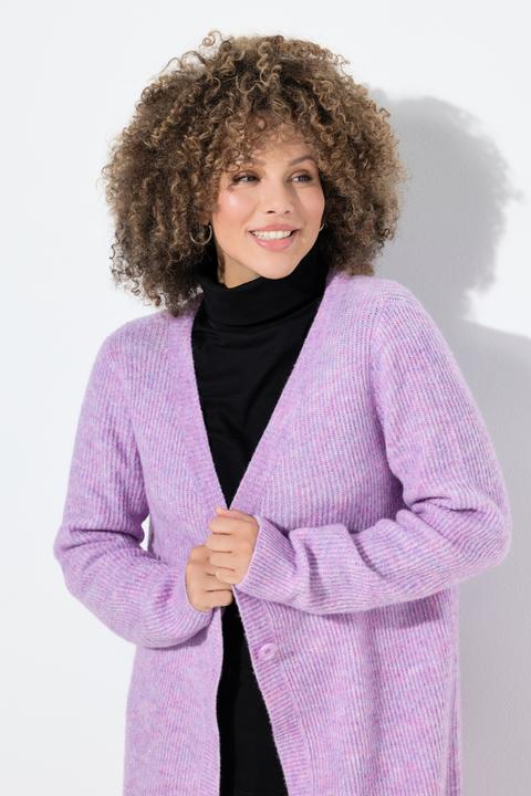 Produktbild Ulla Popken Long-Strickjacke, Rippstrick, V-Ausschnitt, Langarm (42, 44)