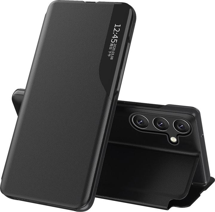 Image du produit Hurtel Eco Leather View Case Hülle für Samsung Galaxy S25 mit Klappständer - Schwarz (Samsung Galaxy S25)