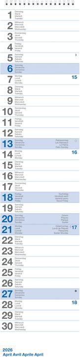 Image du produit Biella Wandkalender (12 x 54,5 cm, Non contraignant, Allemand, Français, Italien, Anglais)