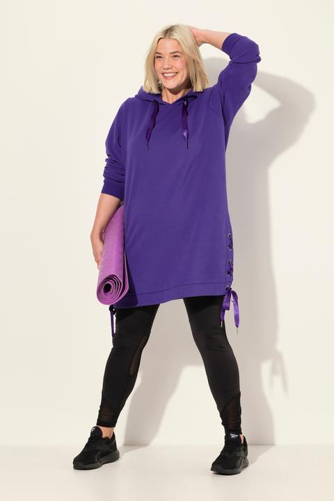 Produktbild Ulla Popken Long-Hoodie, Satinbänder, Kapuze, Langarm (50, 52)