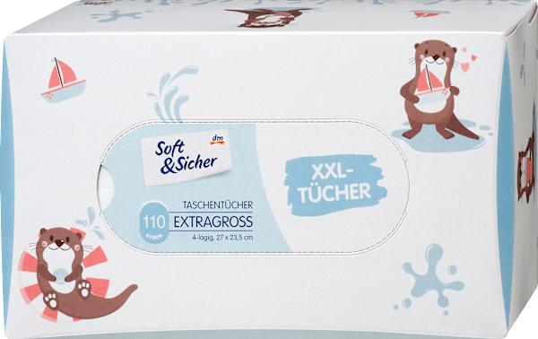 Produktbild dm Soft&Sicher Taschentücher Box mit extra grossen Taschentüchern