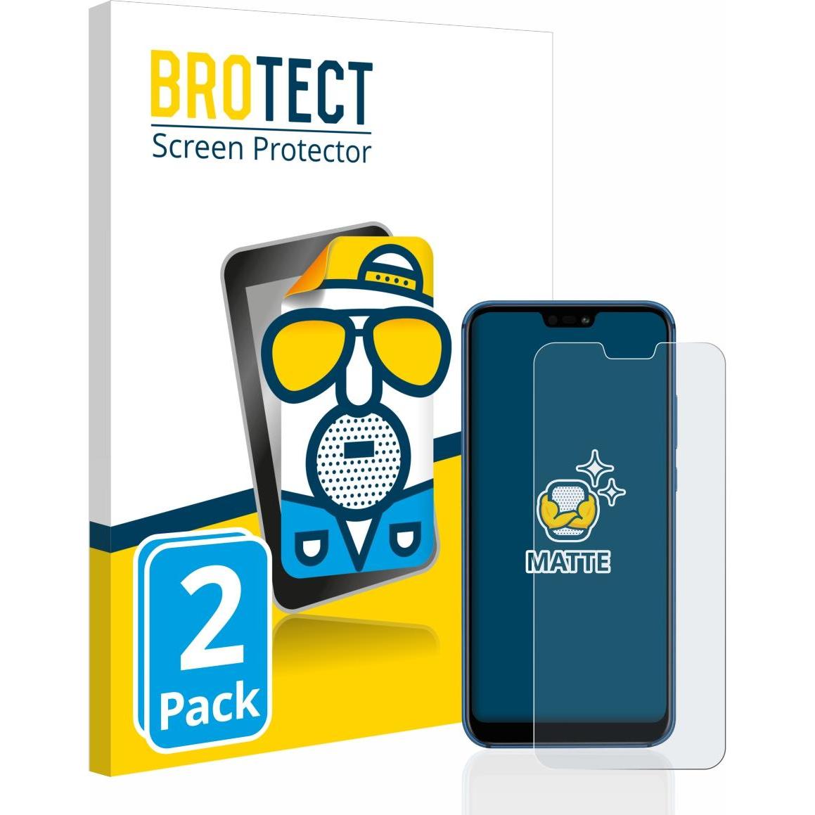 BROTECT Entspiegelungs-Schutzfolie Displayschutz Matt (2 Stück, Huawei P20 Lite), Smartphone Schutzfolie, Transparent