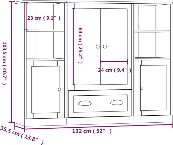 Image du produit vidaXL Highboard (132 x 35.50 x 103.50 cm)