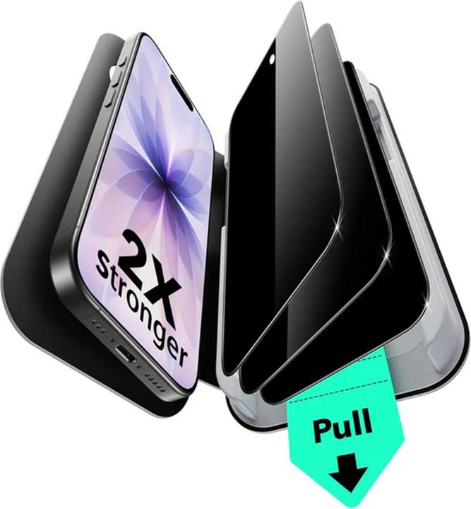 ESR - Privacy Tempered Glass UltraFit (3 pack) - iPhone 17 / iPhone 16 Pro - Black (3 Stuk, Apple iPhone 16 Pro, Apple iPhone 17)