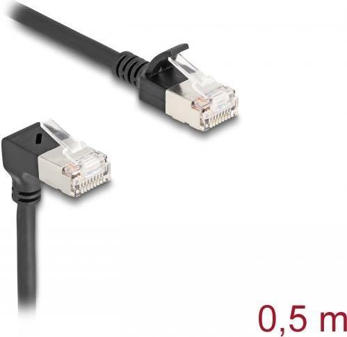 Produktbild Delock RJ45 Netzwerkkabel Cat.6A S/FTP Slim 90° oben gewinke (S/FTP, CAT6a, 0.50 m)