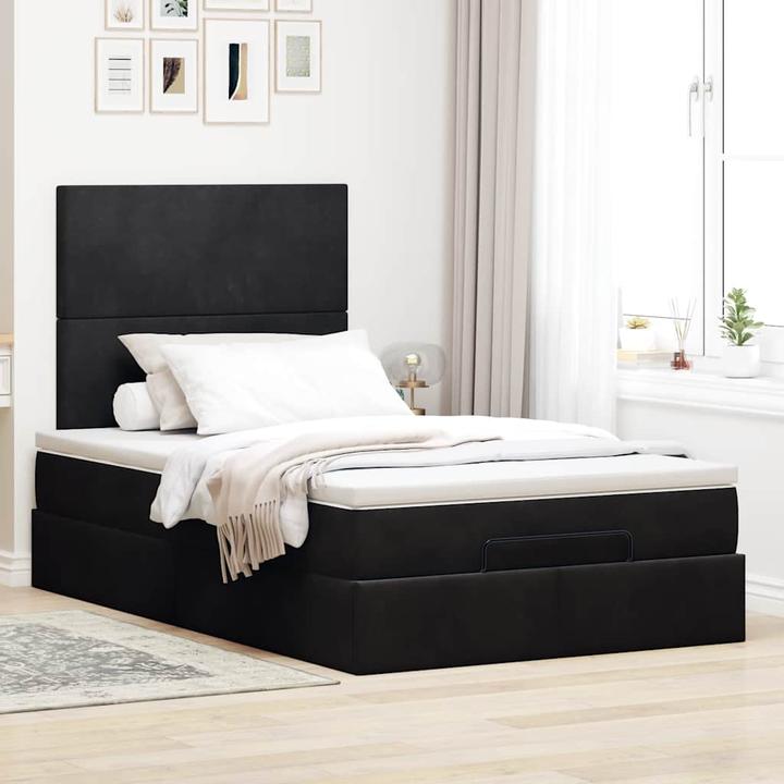 Produktbild VidaXL Ottoman-Bett mit Matratzen Schwarz 120x200 cm Samt Bettrahmen (120 x 200 cm)