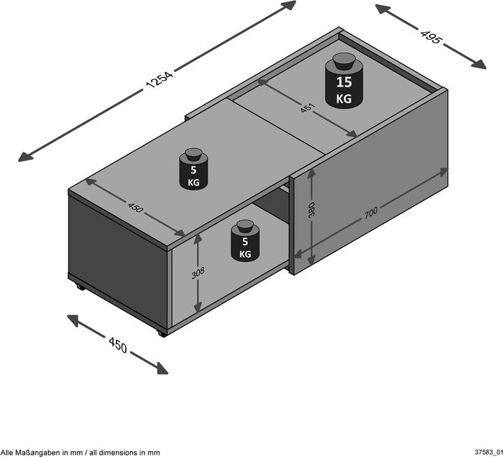 Produktbild FMD Möbel Boxing (125.5 x 43 x 49.5 cm)