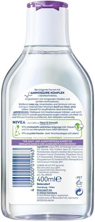 Produktbild NIVEA Beruhigendes Mizellenwasser (Mizellenwasser, 400 ml)