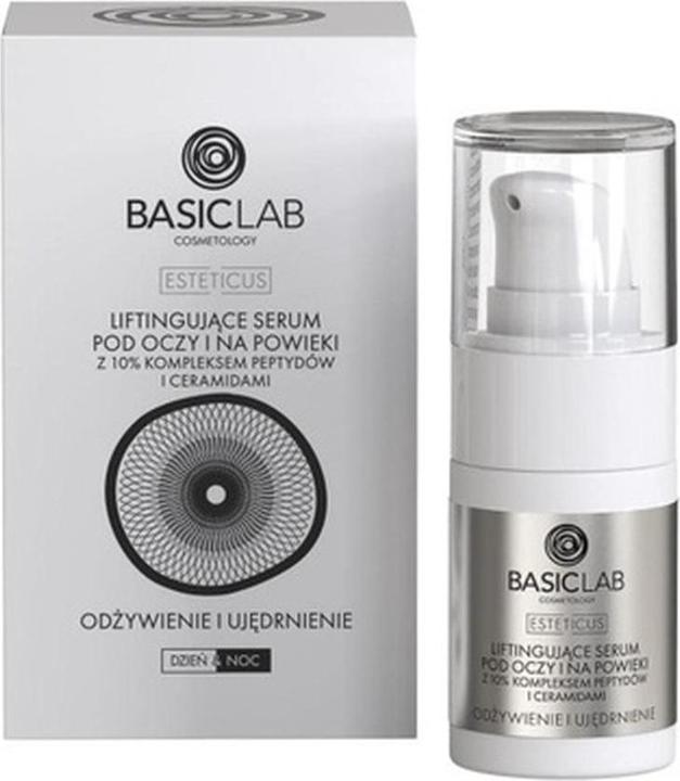 BasicLab BASICLAB Esteticus liftingujące serum pod oczy i na powieki 10% Kompleks Peptydów i Ceramidów (Augenpflege Serum, Tag)