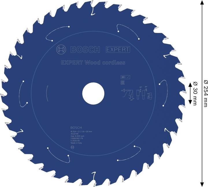 Productafbeelding Bosch Professional Zubehör EXPERT Wood Kreissägeblatt, 254x30 mm, T40