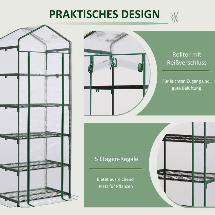 Produktbild Outsunny Mini-Gewächshaus Mit 5 Regalen