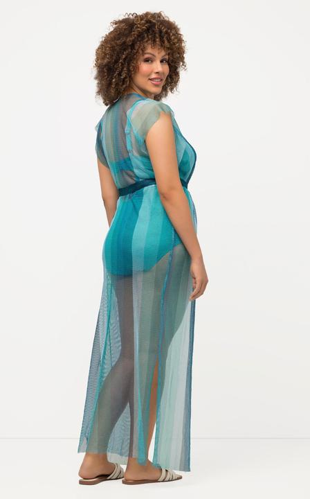 Produktbild Ulla Popken Kaftan, Glitzermesh, Streifen, offene Form, Halbarm (42, 44, 46, 48)