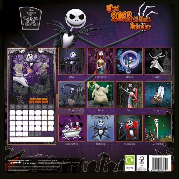 Image du produit Pyramid L'Étrange Noël de monsieur Jack calendrier 2024 (30 x 30 cm, Français, Allemand, Espagnol, Anglais)