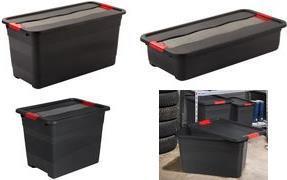 Productafbeelding keeeper Opbergbox eckhart, 33 liter, grafiet/rood met deksel met schuifsluiting, extreem hard (33 l)