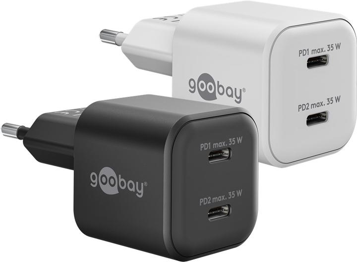 Produktbild Goobay USB-C PD GaN Dual-Schnellladegerät Nano 35 W schwarz (35 W, 2 Ports)