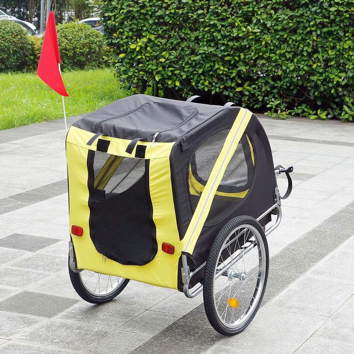 Produktbild Wiltec Hunde Fahrradanhänger Hundeanhänger Fahrrad Hundetransporter gelb-schwarz