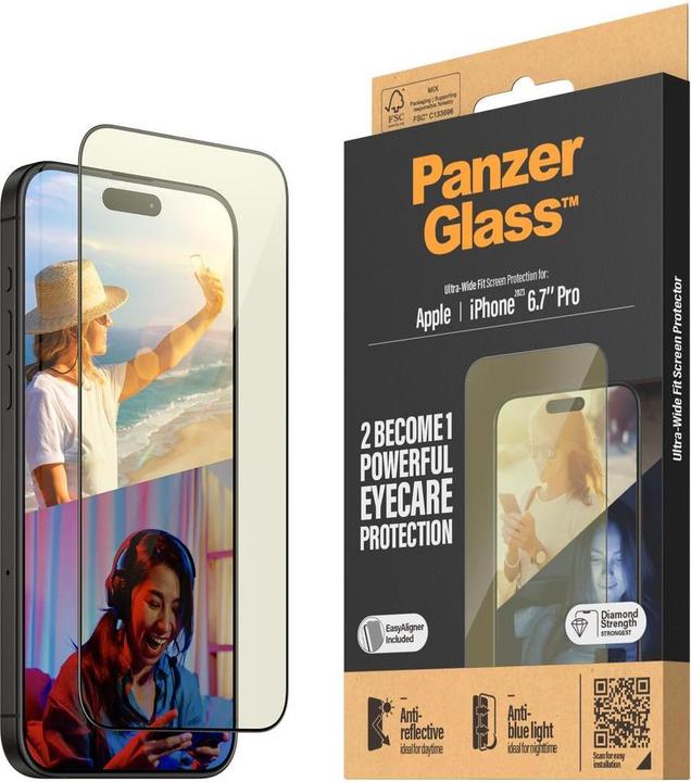 Produktbild PanzerGlass Eyecare Screen Protection Ultra-Wide Fit (1 Stk., Apple iPhone 15 Pro Max)