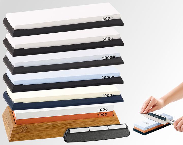 Tokio Kitchenware Set di 5 pietre abrasive ad acqua, supporti antiscivolo, grana 1000 - 8000