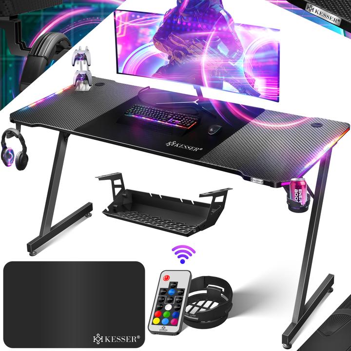 Produktbild Kesser Gaming Schreibtisch mit Getränkehalter Ergonomischer Gamer Tisch