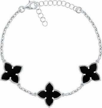 Actual product image Brilio Silver - Charming silver bracelet Flowers BRC192WBC