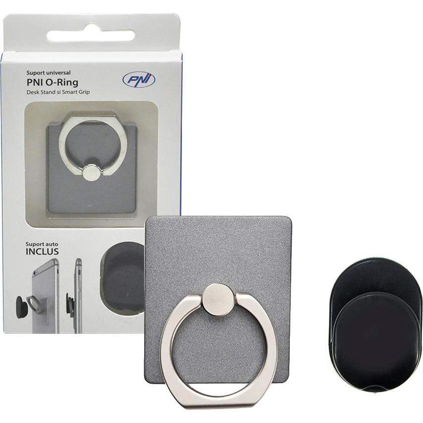 PNI Universelle PNI-O-Ring-Halterung, Schreibtischständer und Smart Grip, Hellschwarz, Autohalterung im, Smartphone Halt...