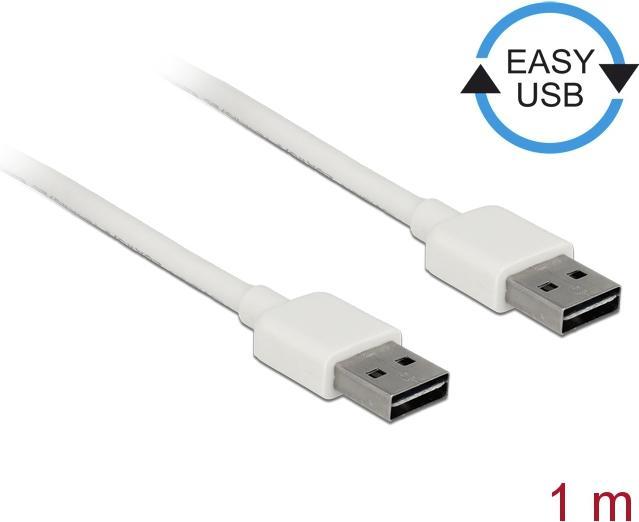 Produktbild Delock USB2.0-Kabel Easy A-A: 1m, weiss (1 m, USB 2.0)