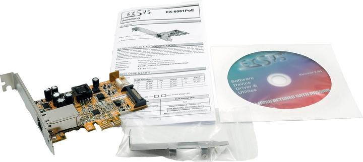 Image du produit Exsys GmbH Carte réseau 1 port PCIe 2.5G PoE (PCI-E x1)