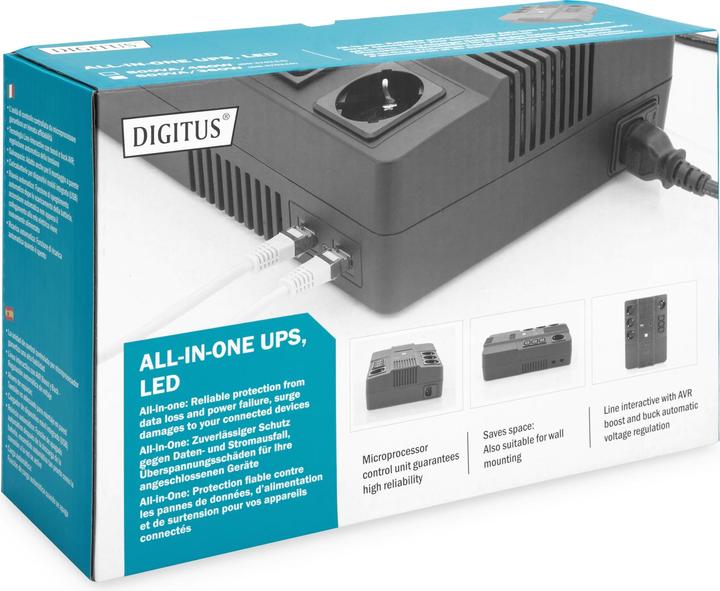 Image du produit Digitus Onduleur tout-en-un, 600VA/360W, LED x1, 4x CEE 7/7,3x IEC C13, USB (600 VA, 360 W)