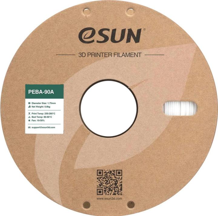 Produktbild eSUN Filament PEBA 90A Weiss 1.75 mm 1 kg (PEBA, 1.75 mm, 1000 g)