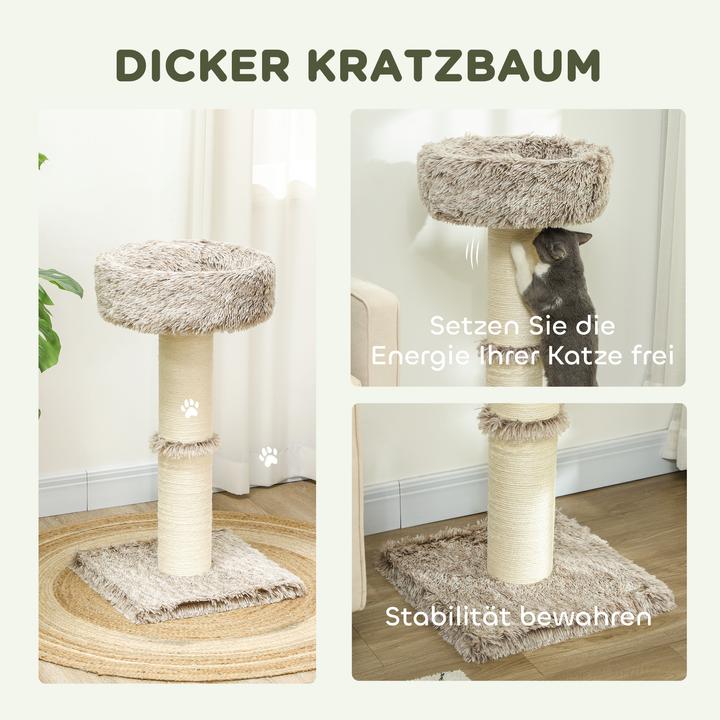 Produktbild PawHut Kratzbaum Spanplatte, Polyester Braun (87 cm, Braun+Cremeweiss)