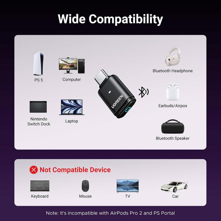 Produktbild Ugreen Bluetooth 5.3 Audio Adapter/Transmitter - Black (Sender)