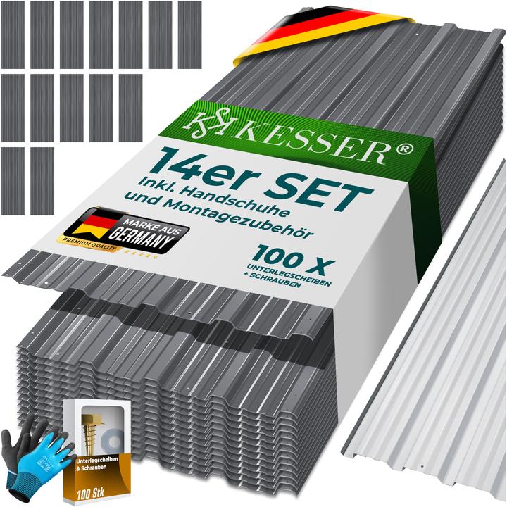 Kesser 14 Profilbleche 110cm x 46cm = 7 m² Dachblech Dachplatten
