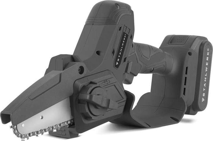 Produktbild Stahlwerk Mini Akku Kettensäge MAK-20 ST Brushless Handkettensäge 4,8 m/s mit 2000mAh Akku-Motorsäge (Akku Kettensäge)