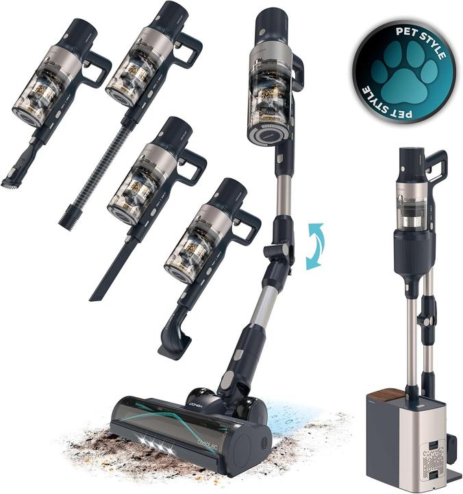 Produktbild Cecotec Drahtloser Staubsauger mit Selbstleerbasis, 220 AW Saugkraft, 90 Min Laufzeit, Anti-Haar-Bürste