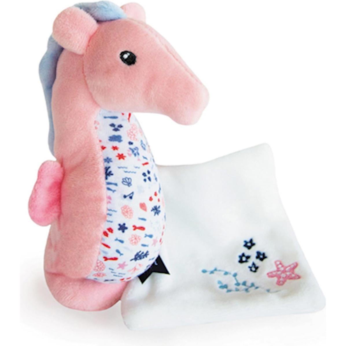 Doudou et Compagnie, Schmusetuch, Seepferdchen mit Schmusetuch, rosa 17cm (MQ2) **