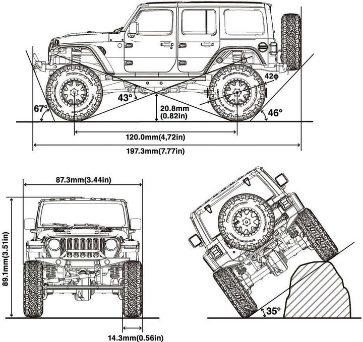 Actual product image Kyosho Scale Crawler Mini-Z Jeep Wrangler Rubicon White ARTR, 1:24 (RTR Ready-to-Run)