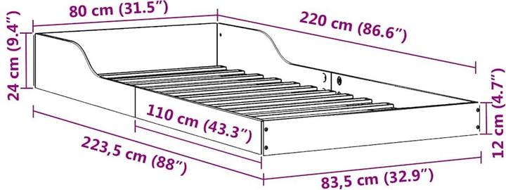 Actual product image vidaXL Plattformbettgestell (80 x 220 cm)