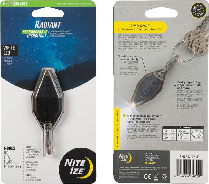Actual product image Nite Ize Rechargeable Microlight Radiant White LED 12 Lumens