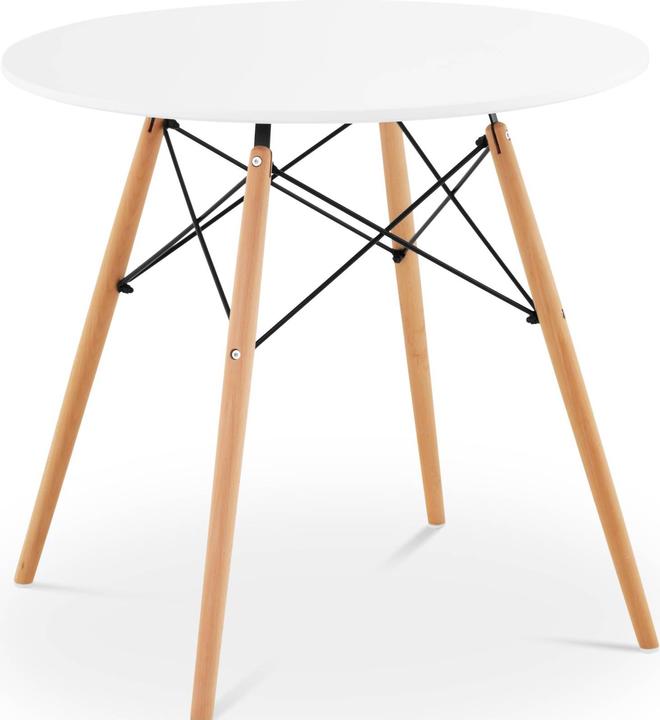 Fromm & Starck Tisch rund Ø 80 cm Tischbeine Buche Esstisch weiss Stahlstreben schwarz 100 kg (80 x 80 cm)