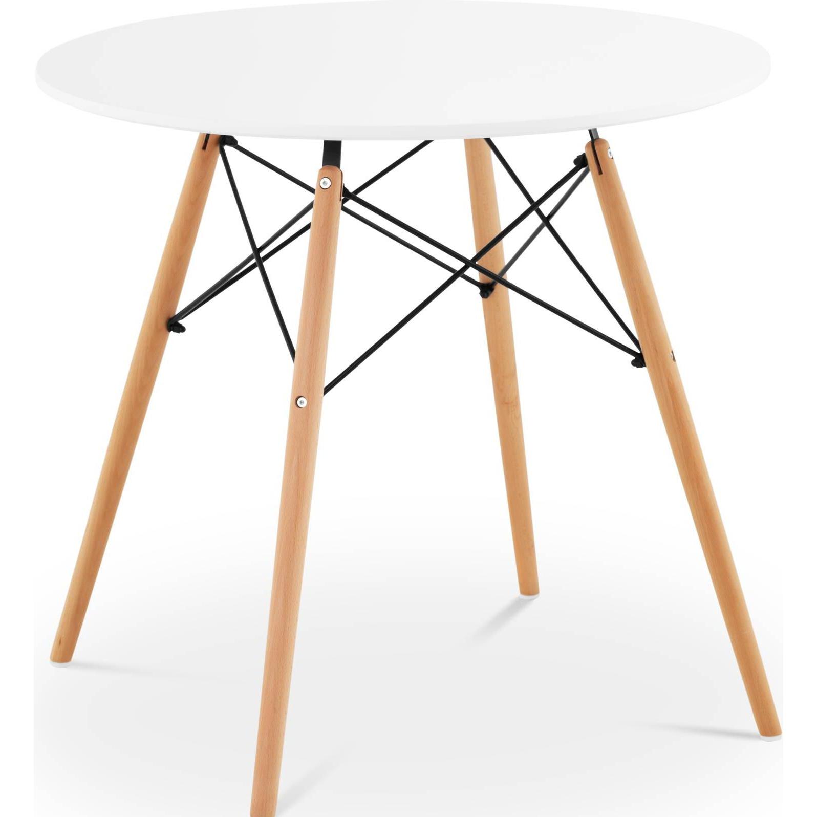 Fromm & Starck, Esstisch, Tisch rund Ø 80 cm Tischbeine Buche Esstisch weiss Stahlstreben schwarz 100 kg (80 x 80 cm)