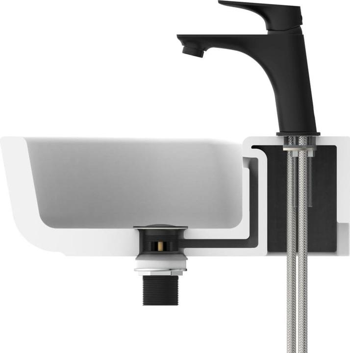 Produktbild Schütte Wasserhahn Bad BOSTON Waschtischarmatur Schwarz matt Einhebelmischer Mischbatterie 33216