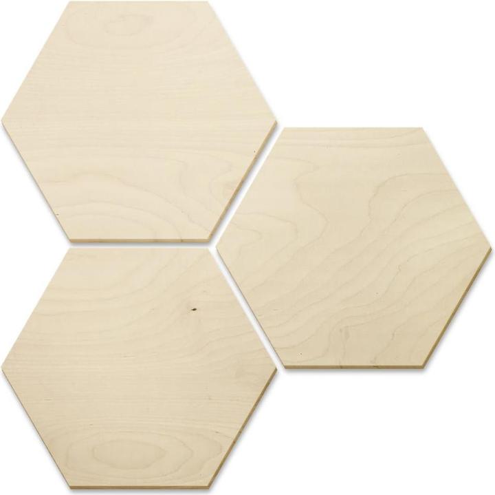 Image du produit Trenddeko Hexagone - bois plaqué bouleau (jeu de 3) (35 x 30 cm)