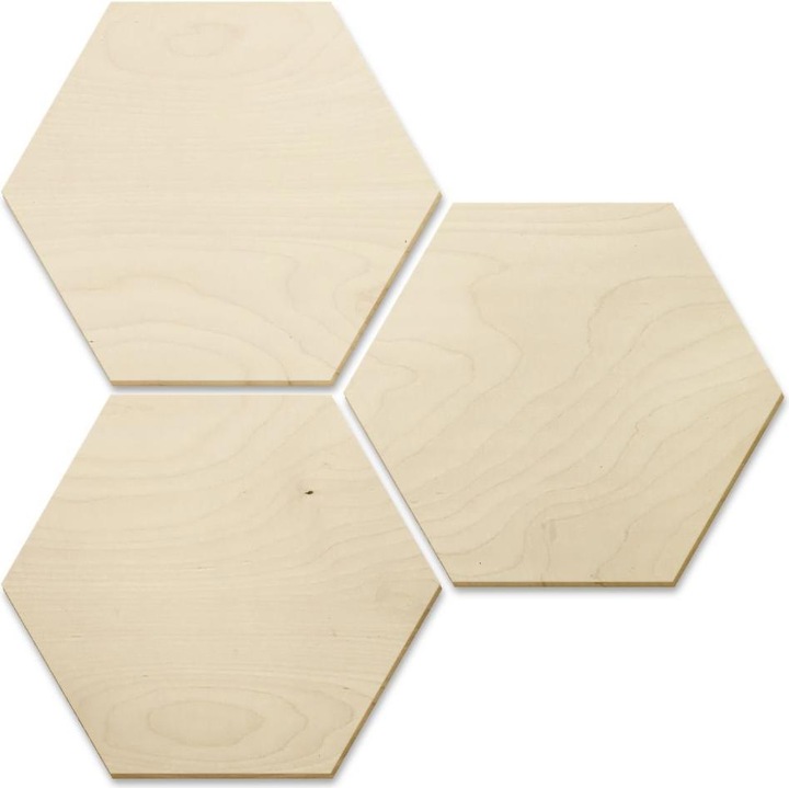 Immagine prodotto Trenddeko Hexagon - legno impiallacciato betulla (set di 3) (35 x 30 cm)