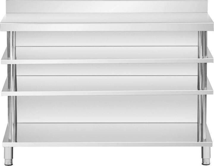 Produktbild Royal Catering Bar-Arbeitstisch Edelstahl 100 x 30 cm 4 Ablagen Aufkantung Steharbeitstisch