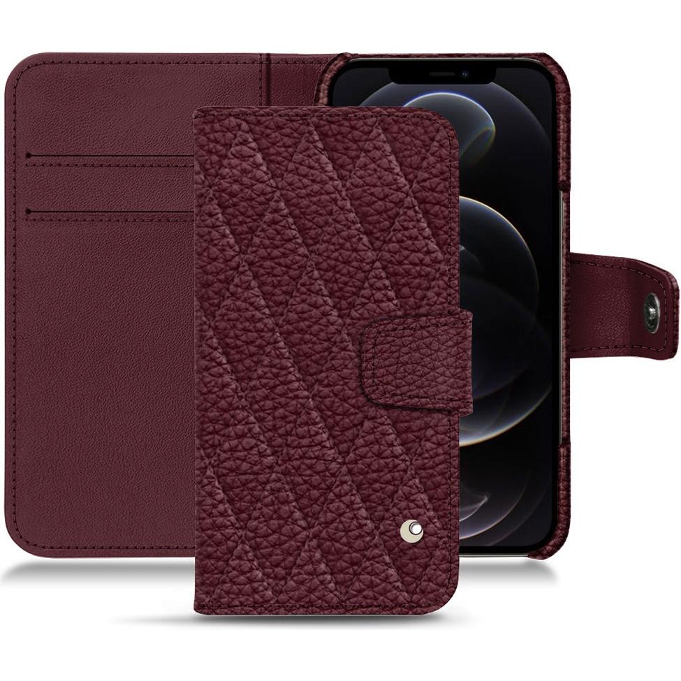 Noreve Lederschutzhülle Wallet (Apple iPhone 12 Pro Max), Smartphone Hülle, Violett