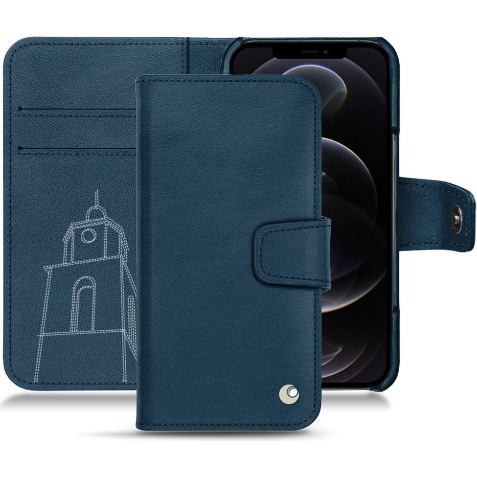 Noreve Lederschutzhülle Wallet (Apple iPhone 12 Pro Max), Smartphone Hülle, Blau