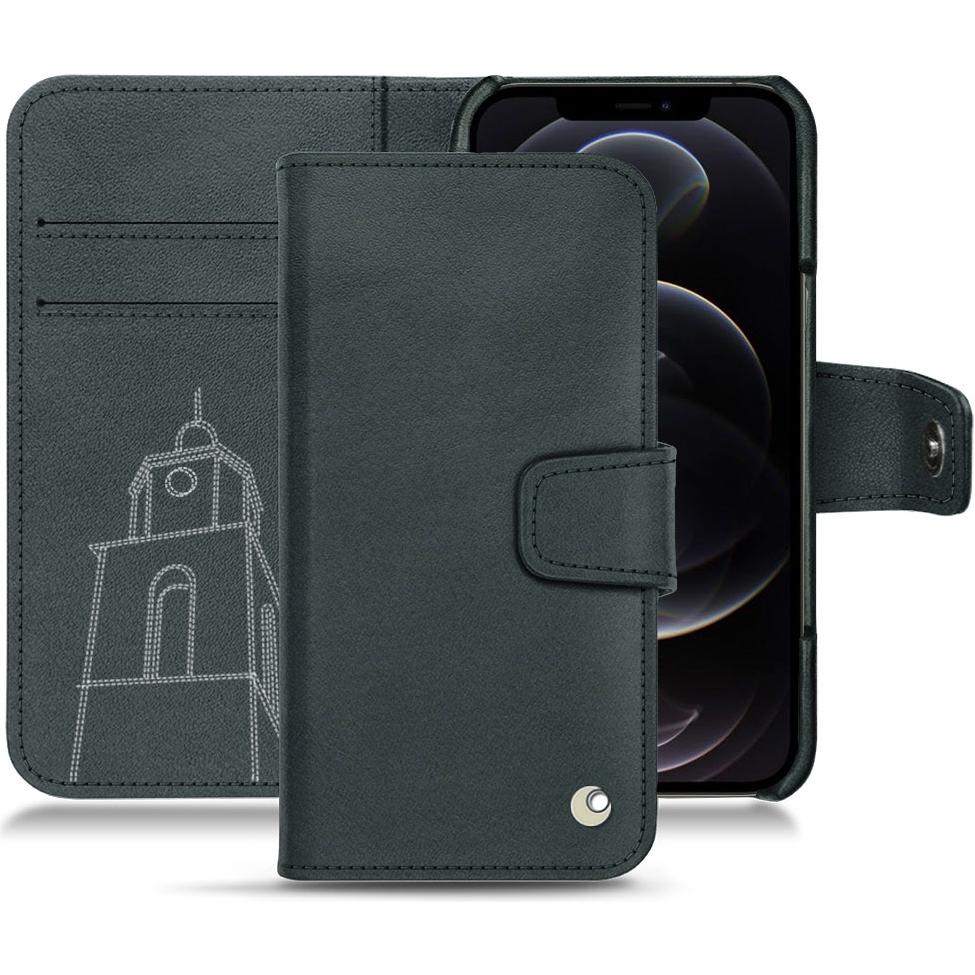Noreve Lederschutzhülle Wallet (Apple iPhone 12 Pro Max), Smartphone Hülle, Blau