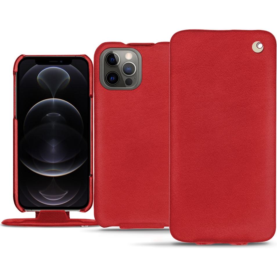 Noreve Lederschutzhülle vertikal (Apple iPhone 12 Pro Max), Smartphone Hülle, Rot